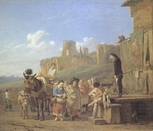 Karel Dujardin A Party of Charlatans in an Italian Landscape (mk05) oil painting picture
